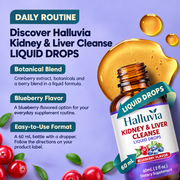 Halluvia Kidney & Liver Support Liquid Drops, Blueberry 60 mL